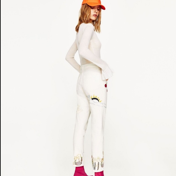 Zara Embellished White Jeans - Picture 4 of 8